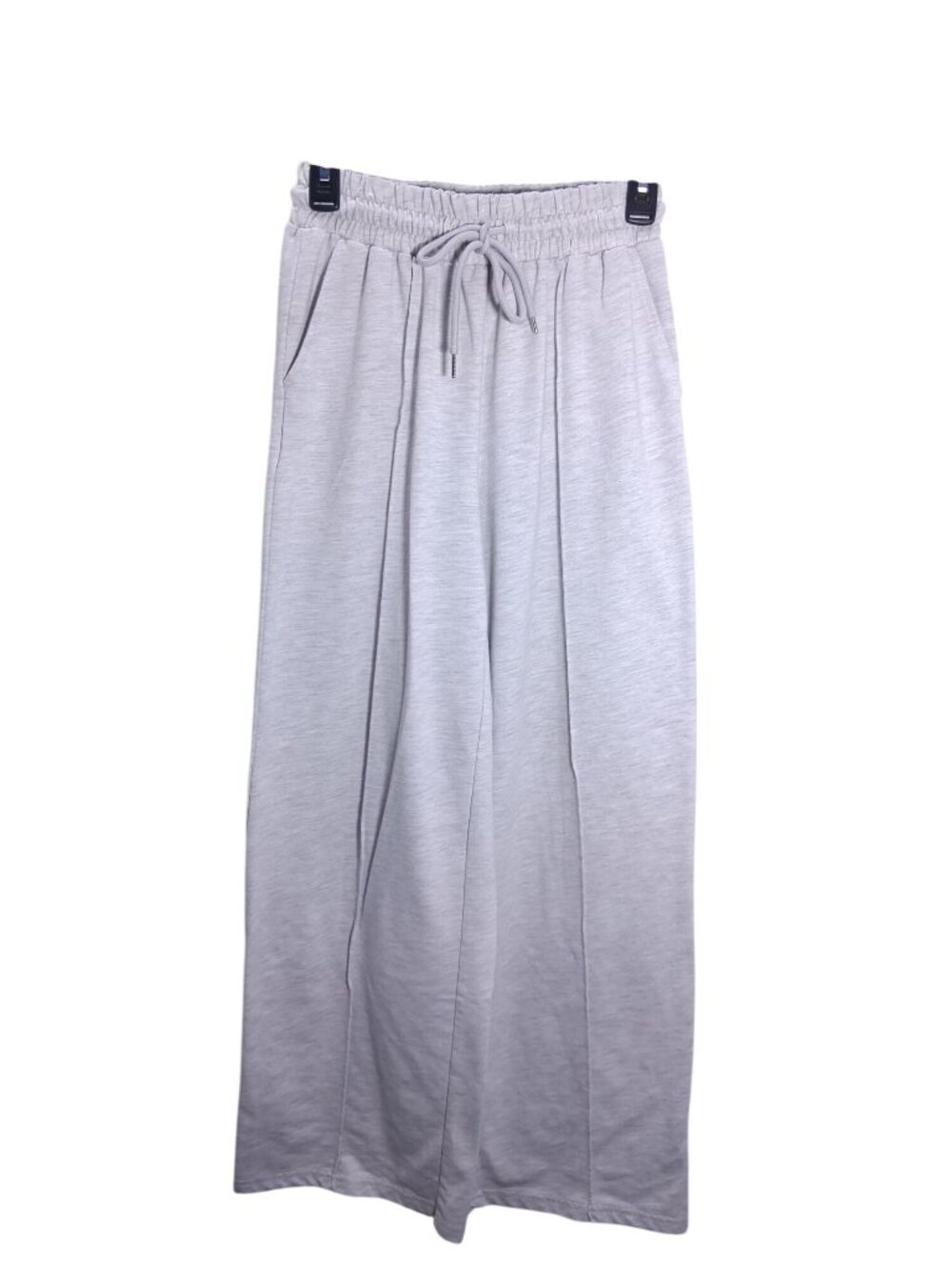 Wide-Leg Drawstring Lounge Pants Light Gray Soft & Stretchy Fabric Size S